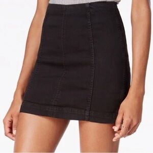 Free People Black Modern Femme Stretch Denim Skirt Bodycon